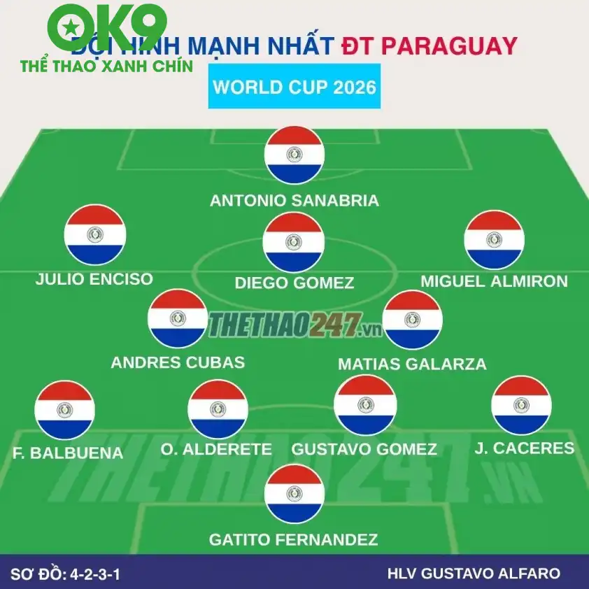 Đội hình dự kiến Paraguay Đội hình dự kiến Paraguay